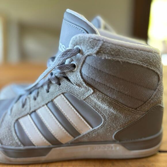 ADIDAS Mens Gray White Neo Label Sneakers High Top Shoes Size 8 - Picture 10 of 10